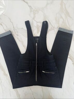 7 for all mankind Dark Indigo Denim Zip-Front Women's Overalls